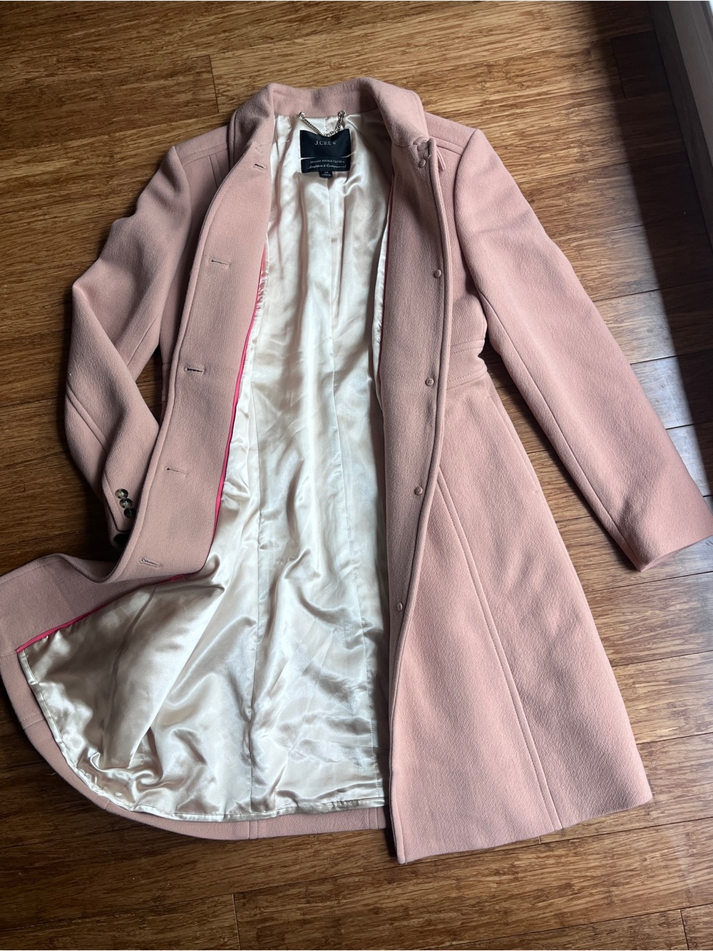 J Crew Double Cloth By Manifaturra De Carmignano Italy Blush Pink Coat